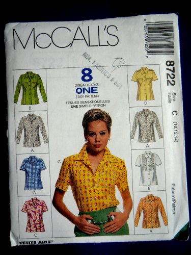 McCalls Pattern # 8722 UNCUT Misses Shirt Size 10 12 14