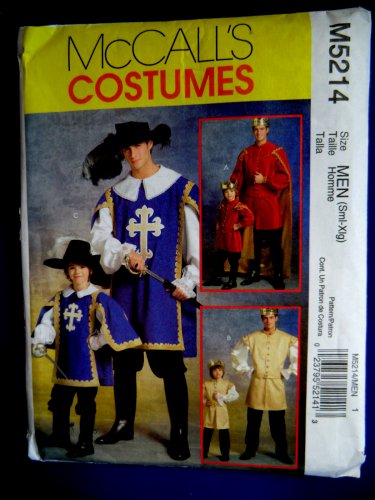 McCalls Pattern # 5214 UNCUT Menâ��s Costume for a King or Musketeer Size Small Medium Large XL