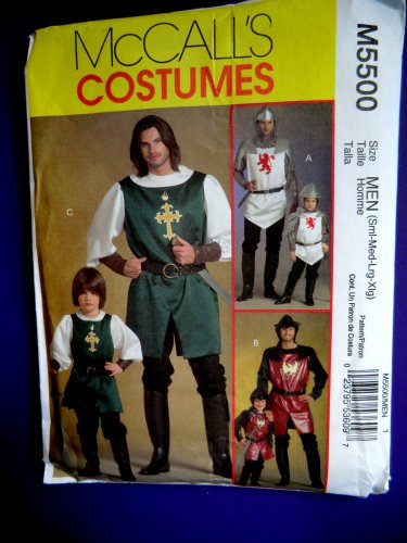 McCalls Pattern # 5500 UNCUT Menâ��s Knight Prince Costume Size Small Medium Large XL
