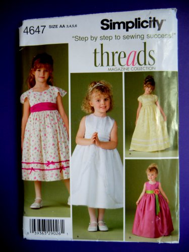 Simplicity Pattern # 4647 UNCUT Girls Special Occasion Dress Size 3 4 5 6