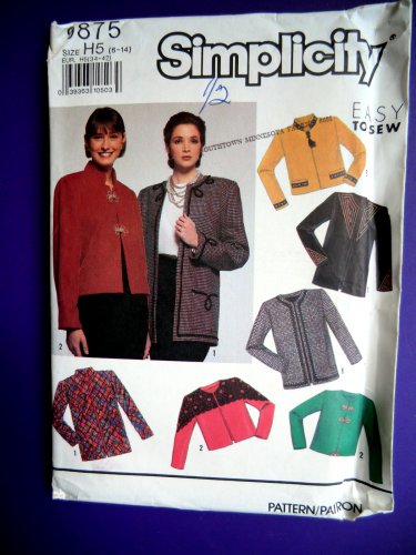 Simplicity Pattern # 9875 UNCUT Misses Jacket Size 6 8 10 12 14 Easy to Sew