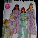 Simplicity Pattern # 5382 UNCUT Girls Pajamas Nightgown Robe Size 7 8 10 12 14