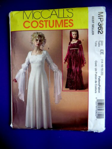 McCalls Pattern # P 362 / 4889 UNCUT Misses Costume Renaissance Dress Gown Size 16 18 20 22