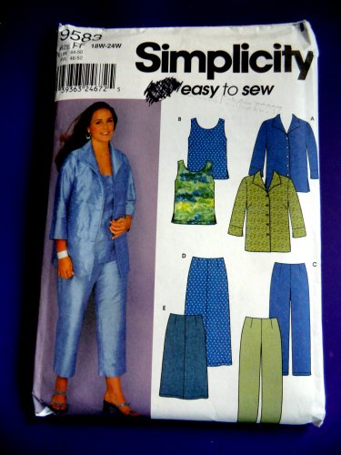 Simplicity Pattern # 9583 UNCUT Misses Top Pants Skirt Size 18 20 22 24