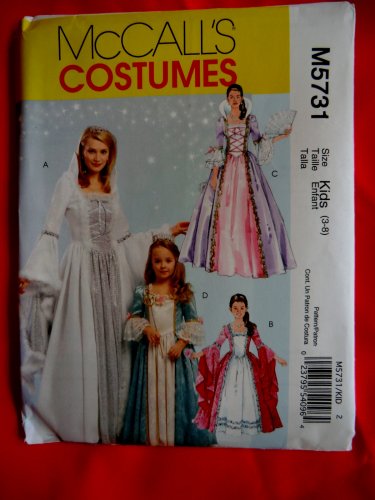 McCalls Pattern # 5731 UNCUT Toddler Girls Princess Gown Dress Costume Size 3  4 5 6 7 8