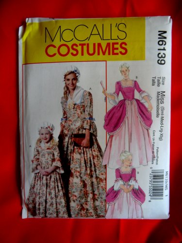 McCalls Pattern # 6139 UNCUT Misses Costume Colonial Dress Size Small Medium Large XL