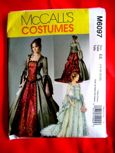 McCall's Pattern # 6097 Misses Costume Gown Renaissance Victorian Dress Size 14 16 18 20