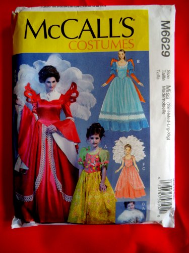 McCalls Pattern # 6629 UNCUT Misses Costume Gown Dress Size Small Medium Large XL
