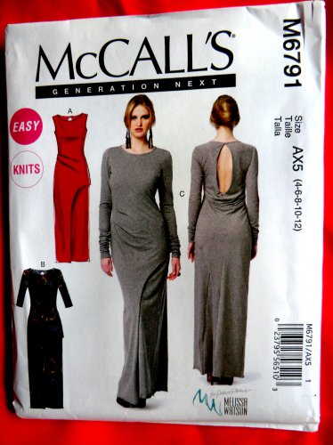 McCalls Pattern # 6791 UNCUT Misses KNIT Dress Evening Length Size 4 6 8 10 12