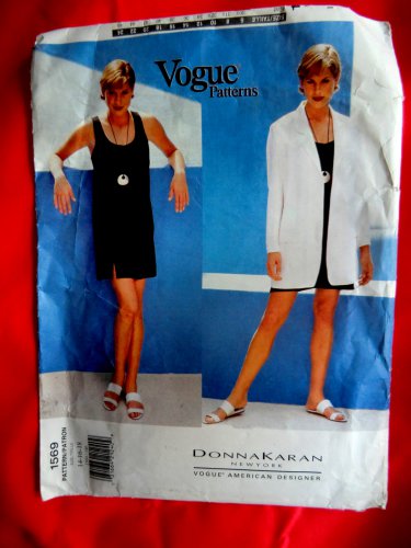 Vogue Pattern # 1569 UNCUT Misses Summer Dress Jacket Donna Karan NY Size 14 16 18