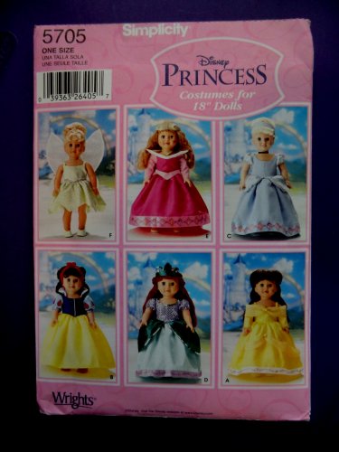 Simplicity Pattern # 5705 UNCUT 18" Doll Princess Dress Dresses