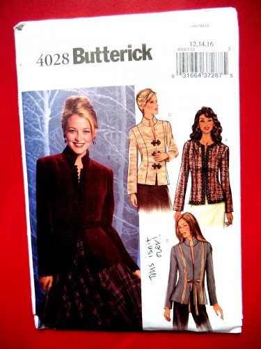 Butterick Pattern # 4028 UNCUT Misses Jacket Size 12 14 16