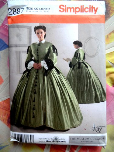 Simplicity Pattern # 2887 UNCUT Misses Civil War Dress Size 8 10 12 14