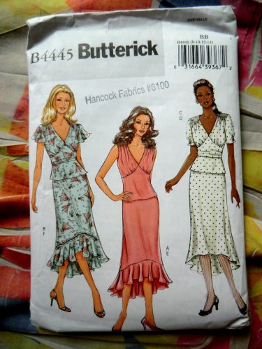 Butterick Pattern # 4445 UNCUT Misses Dress Ruffles Size 8 10 12 14