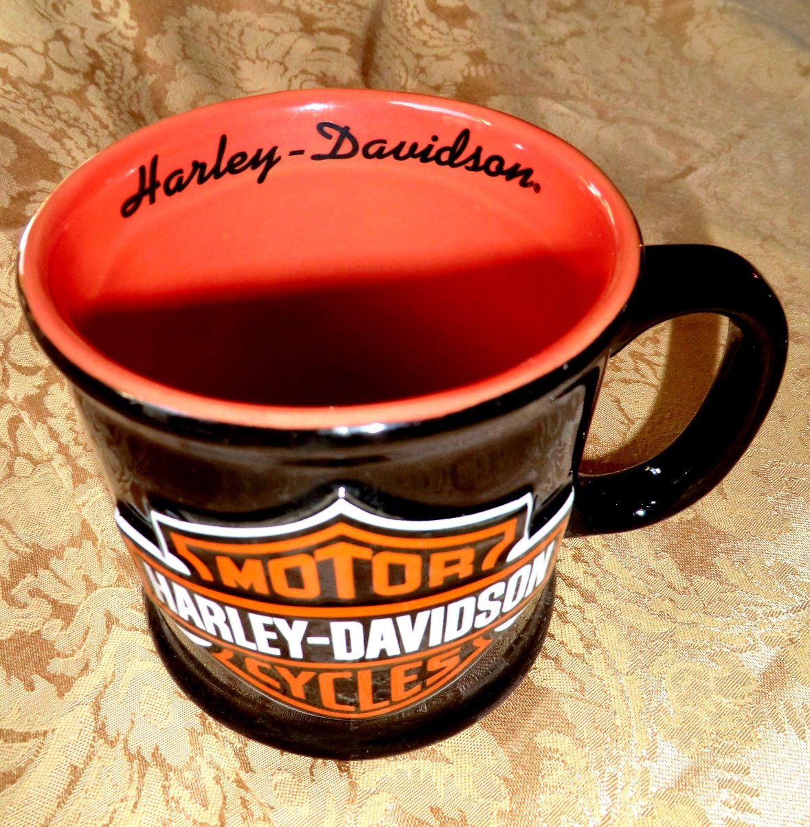 Harley Davidson 20 Oz Ceramic Black Coffee Mug Bikermotorcycle 