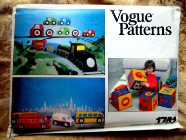 Vogue Pattern # 1741 UNCUT Toys and Blocks (Stretch Knits) Fire Engine Mail Truck School Bus Train