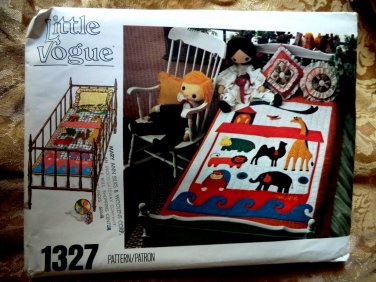 Vogue Pattern # 1327 UNCUT Crib Quilt With Embroidery and AppliquÃ©