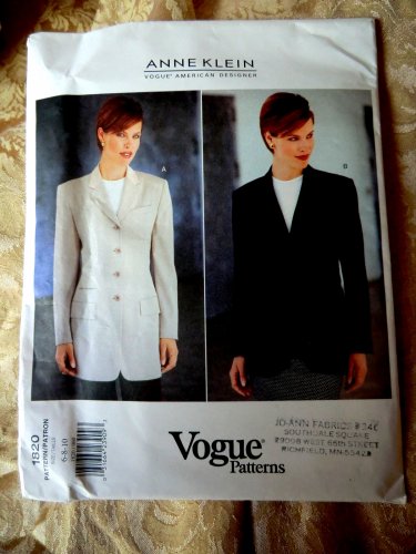 Vogue Pattern # 1820 UNCUT Misses Blazer or Jacket Anne Klein Size 6 8 10