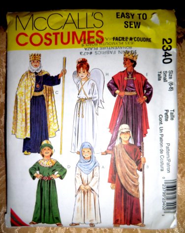 McCalls Pattern # 2340 UNCUT Child Costume Nativity Size Small 6 8