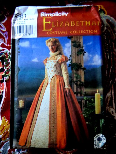 Simplicity Pattern # 8881 UNCUT Misses Costume Elizabethan Dress Size 6 8 10 12