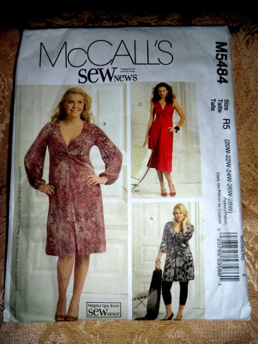 McCalls Pattern # 5484 UNCUT Misses Dress Stretch Knits Only Size 20 22 24 26 28