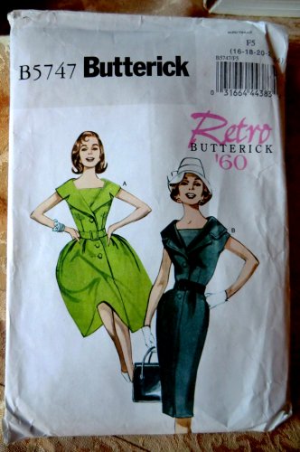 Butterick Pattern # 5747 UNCUT Misses Retro Dress 1960's.