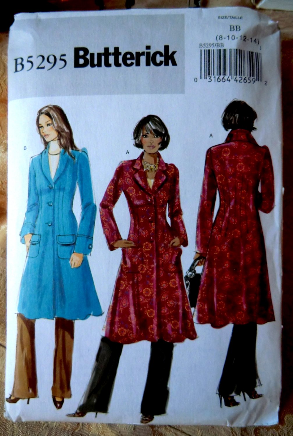 Butterick Pattern # 5295 UNCUT Misses Coat Size 8 10 12 14