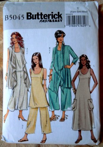 Butterick Pattern # 5045 UNCUT  Misses Cover-up Top Tunic Dress Pants Size XS Small Medium