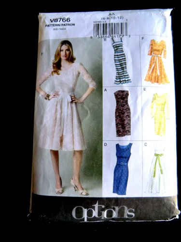 Vogue Pattern # 8766 UNCUT Misses Dress 6 Options Variations Size 6 8 10 12