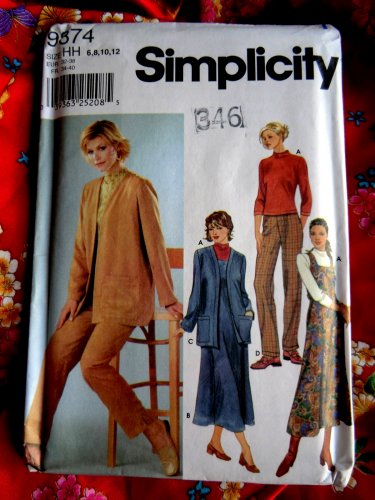 Simplicity Pattern # 9874 UNCUT Misses Cardigan Pants (Top STRETCH KNITS ONLY) Size 6 8 10 12