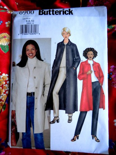 Butterick Pattern # 6900 UNCUT Coat Jacket Length Variations Size 6 8 10