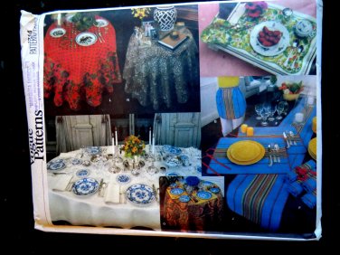 Vogue Pattern # 1714 UNCUT Table Cloth Various Sizes Round Rectangle Napkins Placemats