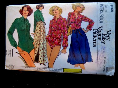 Vogue Pattern # 9709 UNCUT Misses Bodysuit (Stretch Knits Only) Wrap Skirt Size 10