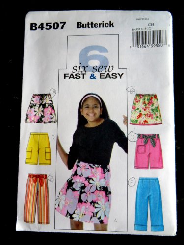 Butterick Pattern # 4507 UNCUT Girls Skirt Capri Pants Size 7 8 10