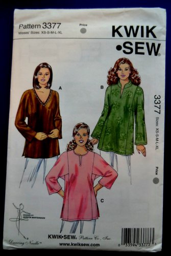 Kwik Sew Pattern # 3377 UNCUT Tunic Top Size XS Small Medium Large XL