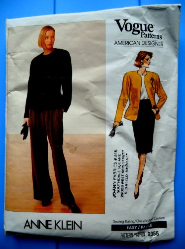 Vogue Pattern # 2355 UNCUT Misses Jacket Pants Skirt Size 12 14 16 Anne Klein