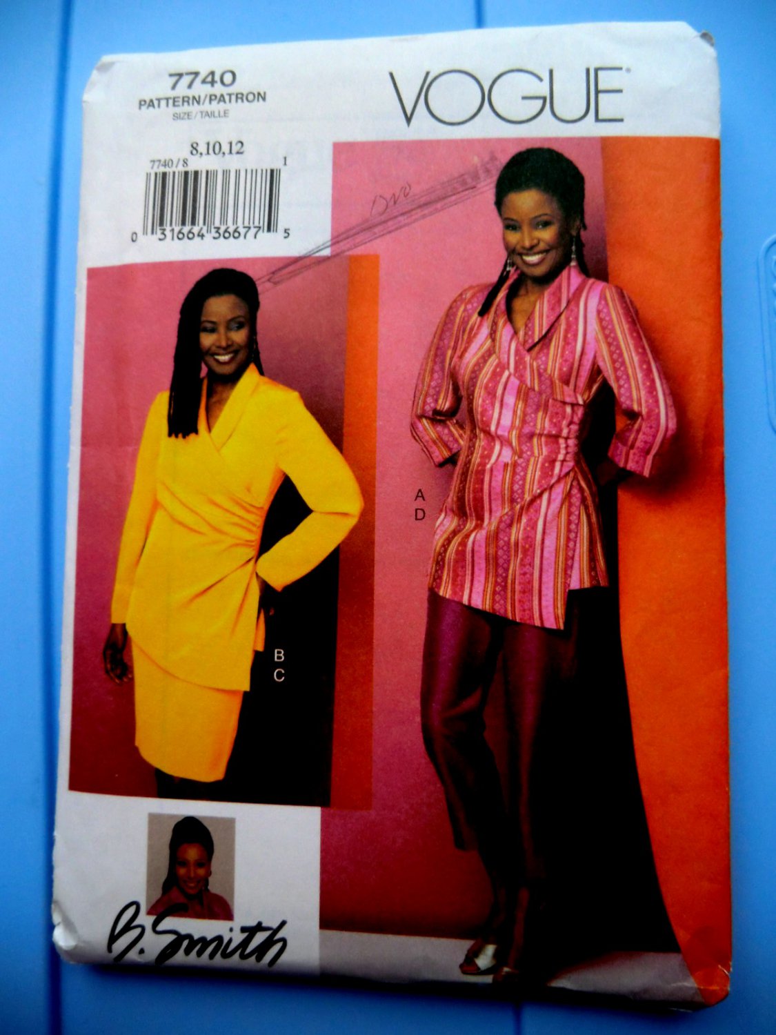 Vogue Pattern # 7740 UNCUT Misses Top Skirt Pants Size 8 10 12