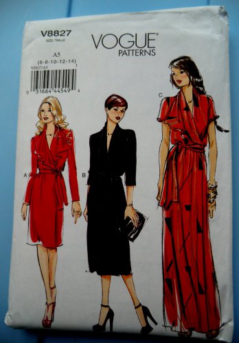 Vogue Pattern # 8827 UNCUT Misses Dress Size 6 8 10 12 14