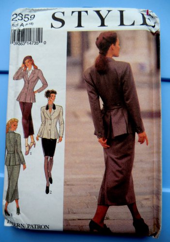 Style Pattern # 2359 UNCUT Misses Retro Jacket Skirt Size 8 10 12 14 16 18