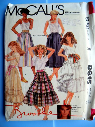 McCalls Pattern # 8615 UNCUT Misses Tiered Skirt Size 14 Waist 28 inches
