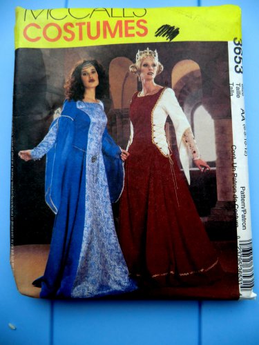 McCalls Pattern # 3653 UNCUT Misses Renaissance Costume Medieval Dress Gown Camelot Size 6 8 10 12