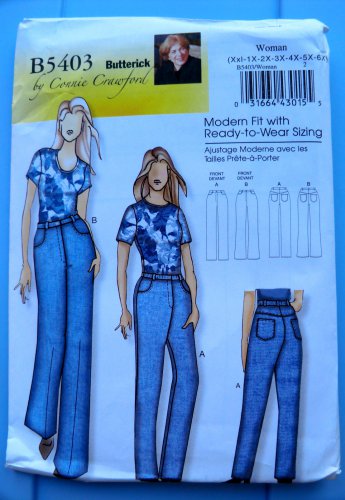 Butterick Pattern # 5403 UNCUT Women's Jeans Size XXL 1X 2X 3X X4 X5 X6