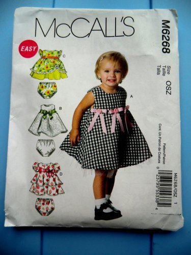 McCalls Pattern # 6268 UNCUT Girls Dress Variations Toddler Size Small Medium Large