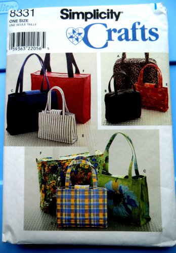 Simplicity Pattern # 8331 UNCUT Handbags Totes 3 Sizes