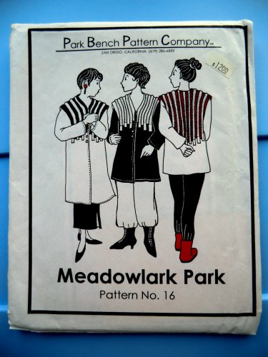Park Bench Pattern # 16 Meadowlark Park  UNCUT Misses Jacket