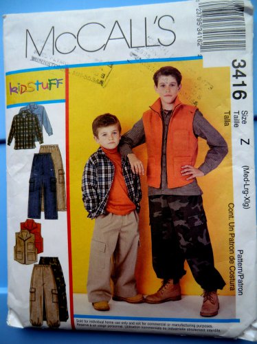 McCalls Pattern # 3416 UNCUT Boys Shirt Vest Pull-On Pants Size Medium Large XL