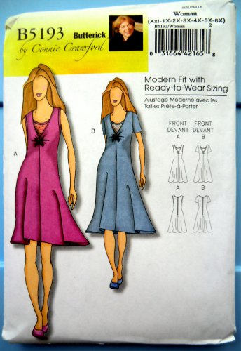 Butterick Pattern # 5193 UNCUT Misses Dress Size XXL 1X 2X 3X 4X 5X 6X