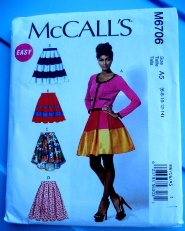 McCalls Pattern # 6706 UNCUT Misses Skirt Variations Petticoat Size 6 8 10 12 14