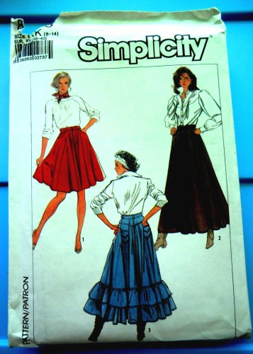 Simplicity Pattern # 8305 UNCUT Misses Full Western Style Skirt Variations Size 8 10 12 14