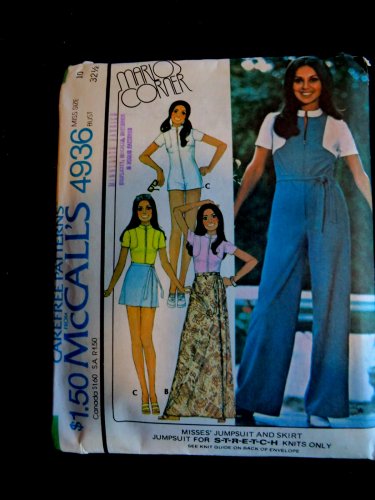 McCalls Pattern # 4936 UNCUT Misses Jumpsuit Skirt Size 10 ONLY Stretch Knits ONLY Bust 32 Â½